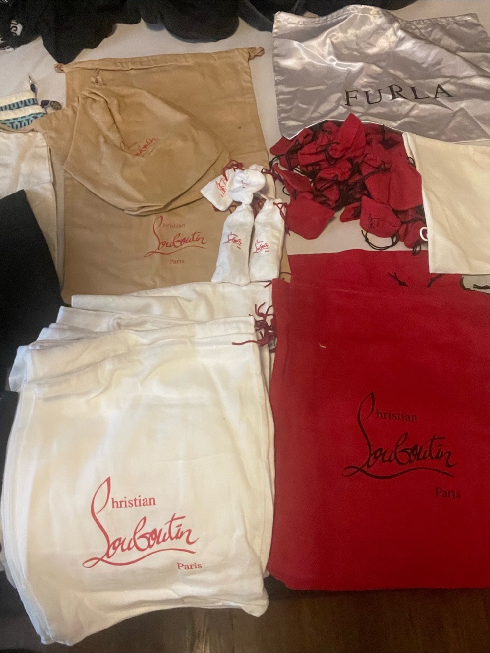 87 Assorted Dust Bags for luxury designers Lot. Perfect condition.